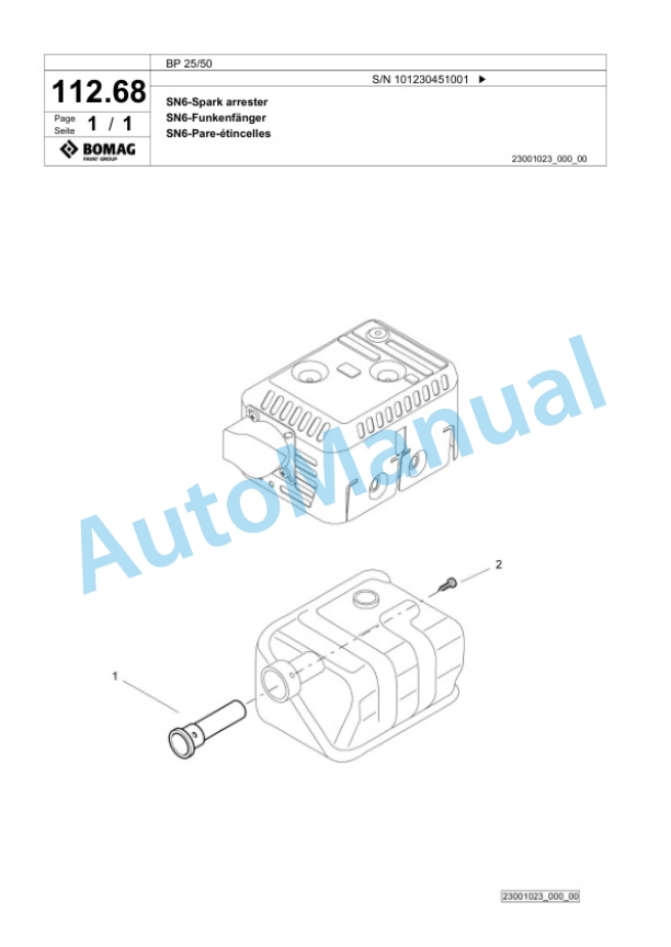 Bomag BP 25-50 Vibratory Plate Compactor Spare Parts Catalogue 00826121-4