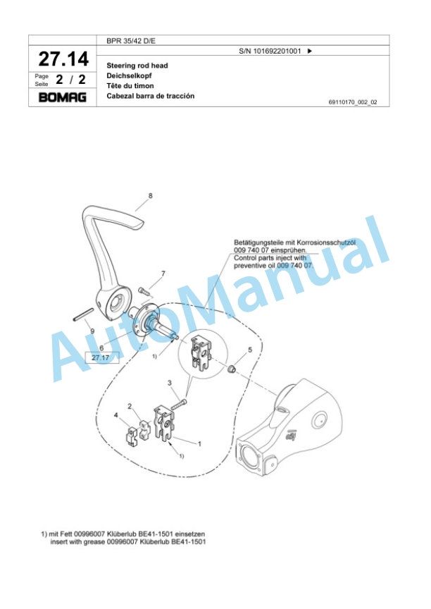 Bomag BP 35-42 D-E Vibratory Plate Compactor Spare Parts Catalogue 00818485-2