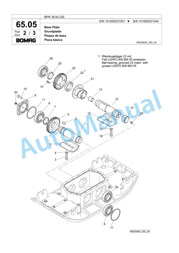Bomag BP 35-42 D-E Vibratory Plate Compactor Spare Parts Catalogue 00818485-3