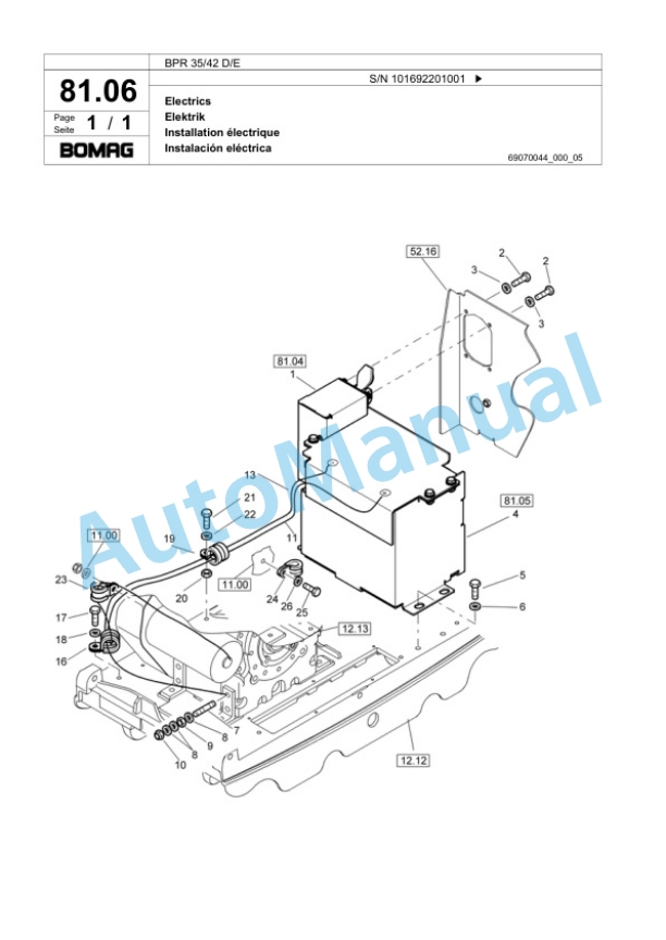 Bomag BP 35-42 D-E Vibratory Plate Compactor Spare Parts Catalogue 00818485-4
