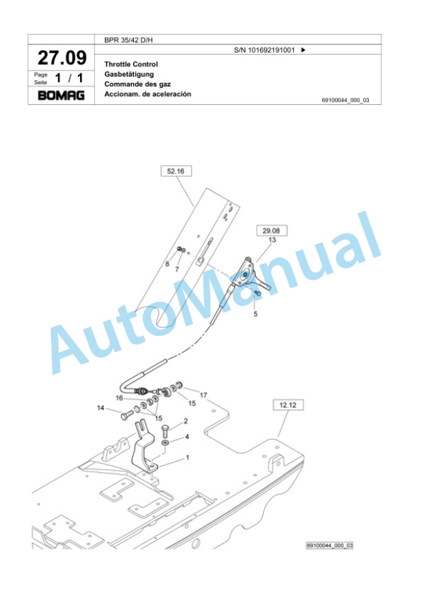 Bomag BP 35-42 D-H Vibratory Plate Compactor Spare Parts Catalogue 00818483-2