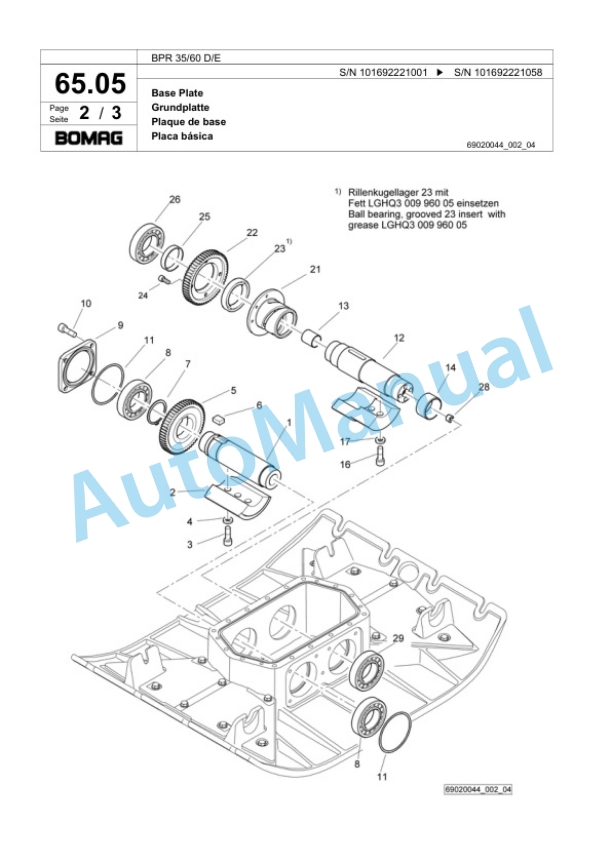 Bomag BP 35-60 D-E Vibratory Plate Compactor Spare Parts Catalogue 00818489-3