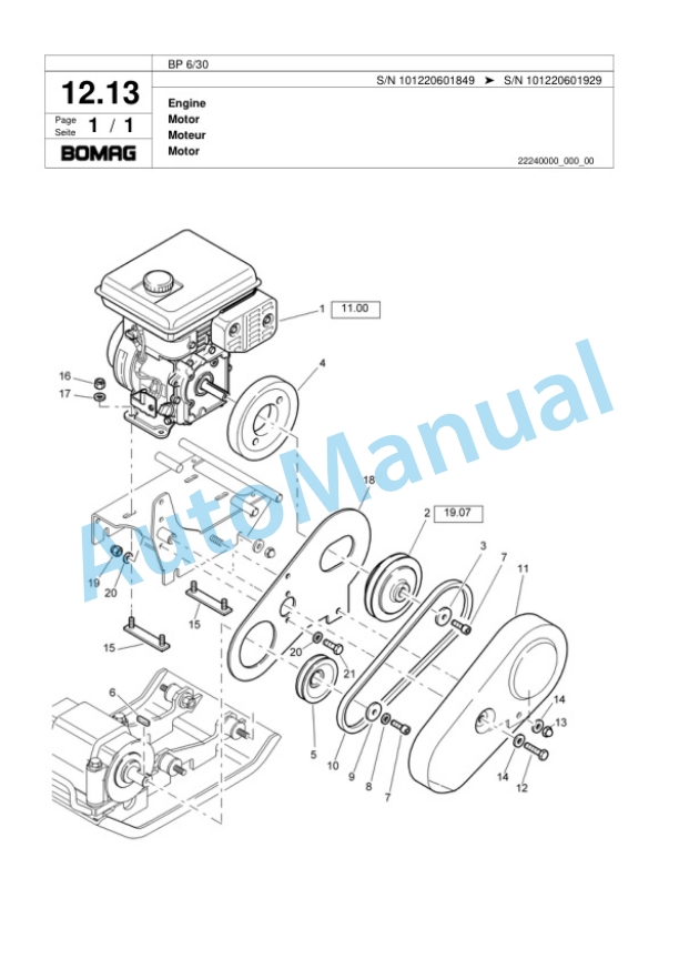 Bomag BP 6-30 Vibratory Plate Compactor Spare Parts Catalogue 00817428-2