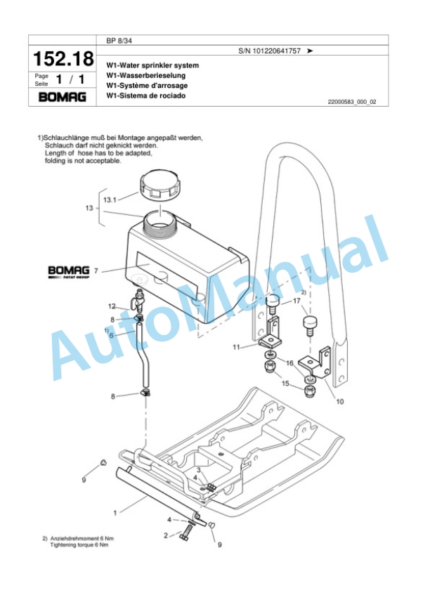 Bomag BP 8-34 Vibratory Plate Compactor Spare Parts Catalogue 00818307-5