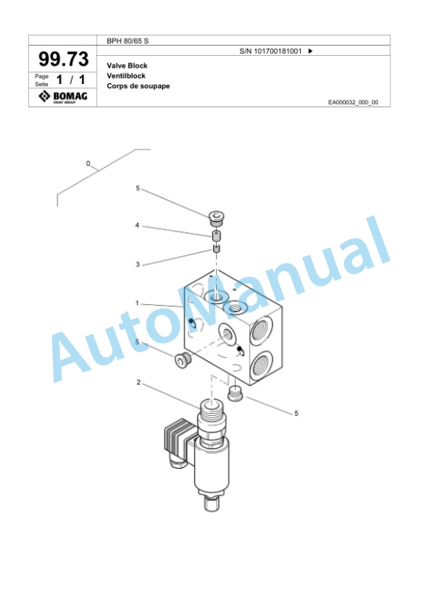 Bomag BPH 80-65 S Vibratory Plate Compactor Spare Parts Catalogue 00825511-5