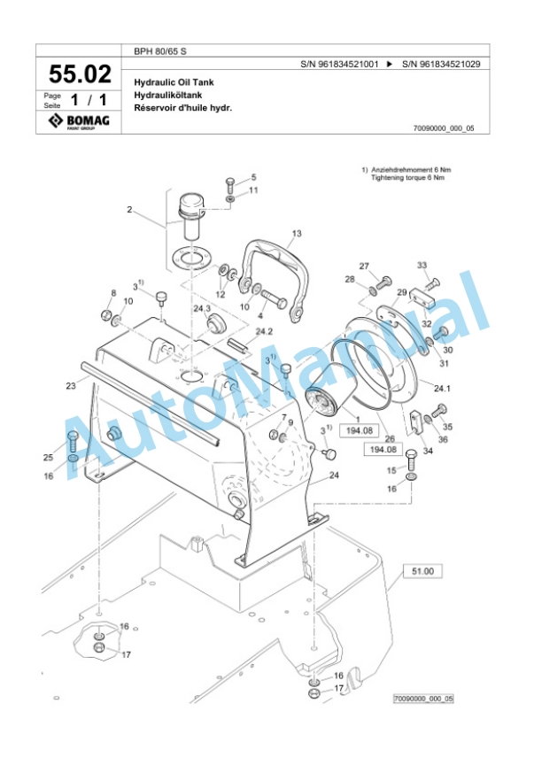 Bomag BPH 80-65 S Vibratory Plate Compactor Spare Parts Catalogue 00826089-2