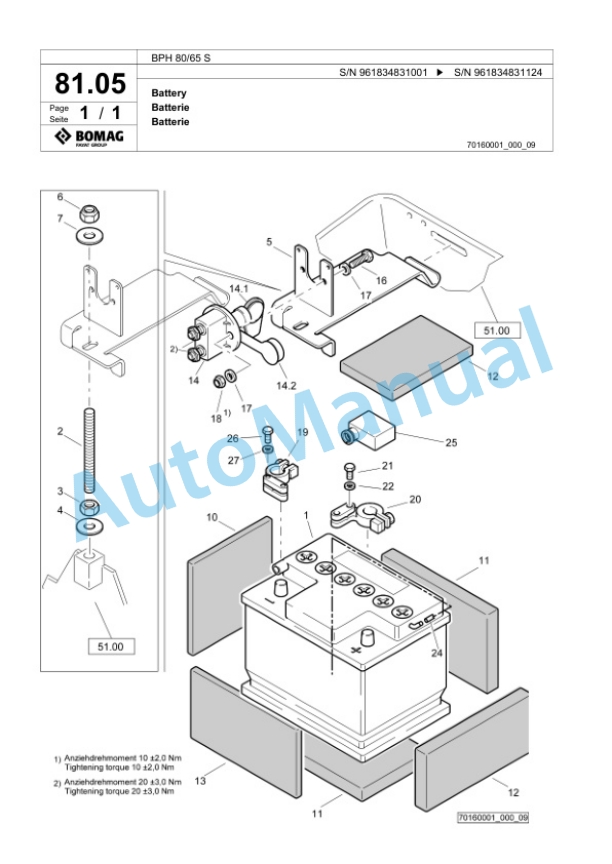 Bomag BPH 80-65 S Vibratory Plate Compactor Spare Parts Catalogue 00826675-3