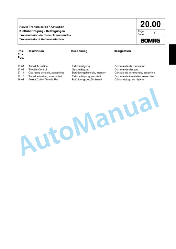 Bomag BPR 100-80 D Vibratory Plate Compactor Spare Parts Catalogue 00824253-2