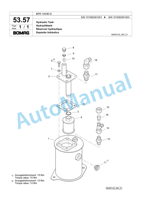 Bomag BPR 100-80 D Vibratory Plate Compactor Spare Parts Catalogue 00824253-3