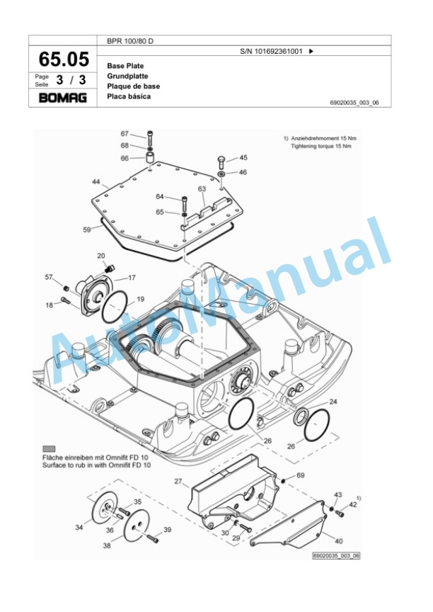 Bomag BPR 100-80 D Vibratory Plate Compactor Spare Parts Catalogue 00824253-4