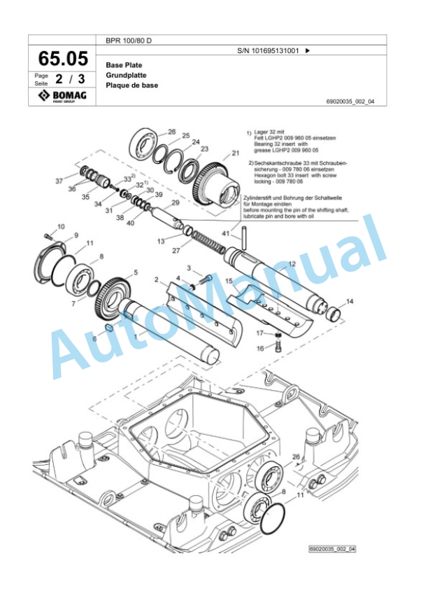 Bomag BPR 100-80 D Vibratory Plate Compactor Spare Parts Catalogue 00825553-3