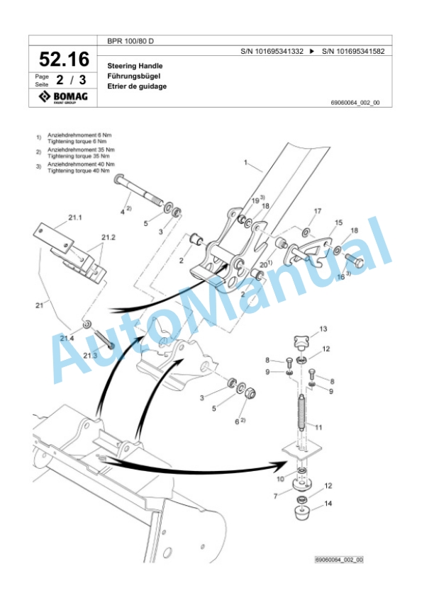 Bomag BPR 100-80 D Vibratory Plate Compactor Spare Parts Catalogue 00825795-2