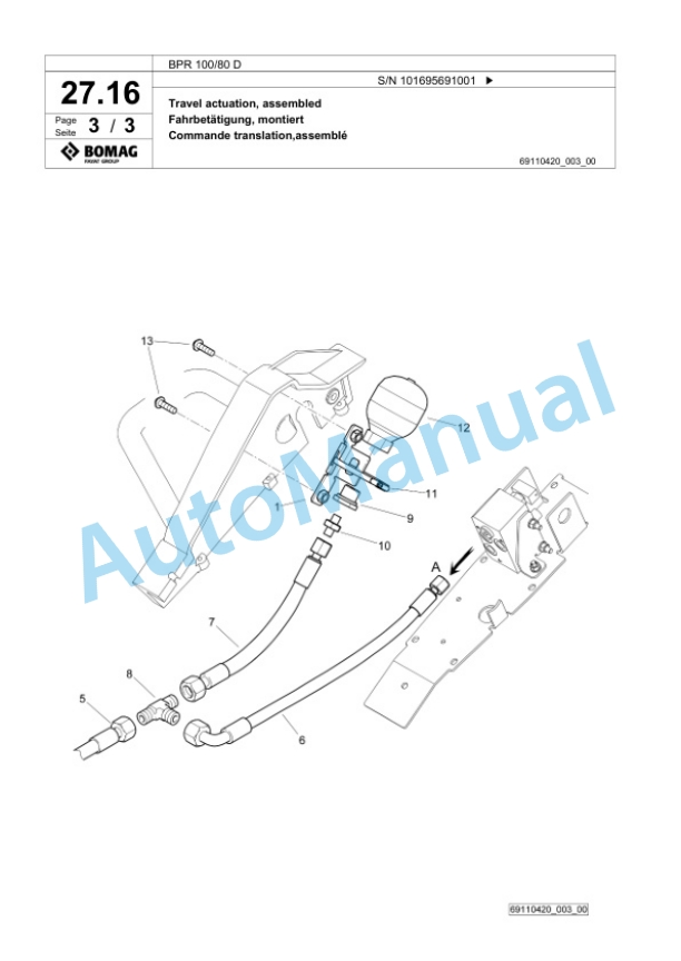 Bomag BPR 100-80 D Vibratory Plate Compactor Spare Parts Catalogue 00826745-2