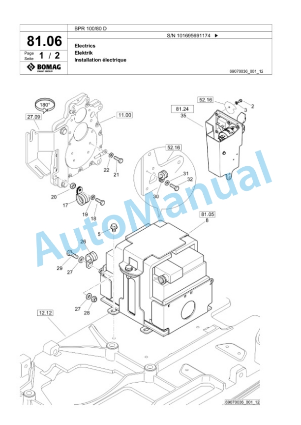 Bomag BPR 100-80 D Vibratory Plate Compactor Spare Parts Catalogue 00826745-4