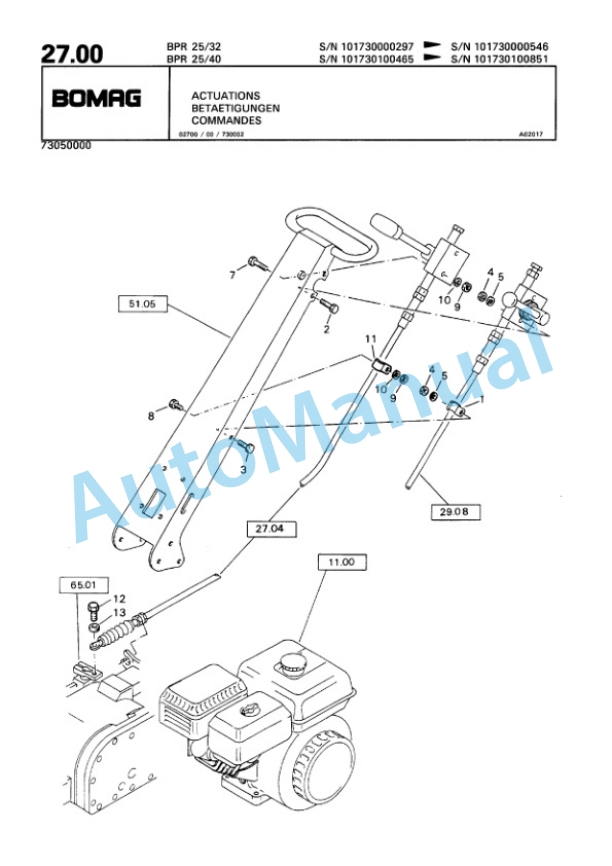 Bomag BPR 25-32, BPR 25-40 Vibratory Plate Compactor Spare Parts Catalogue 00813338-2