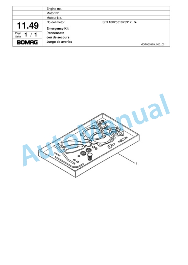 Bomag BPR 25-40 D Vibratory Plate Compactor Spare Parts Catalogue 00817433-2
