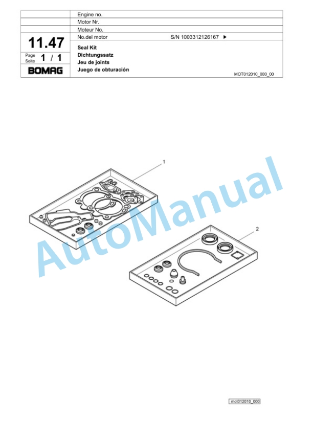 Bomag BPR 25-40 D Vibratory Plate Compactor Spare Parts Catalogue 00824241-2