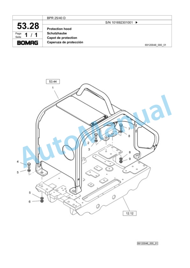 Bomag BPR 25-40 D Vibratory Plate Compactor Spare Parts Catalogue 00824241-4