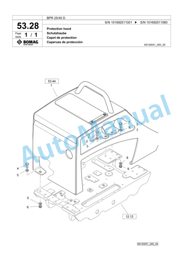 Bomag BPR 25-40 D Vibratory Plate Compactor Spare Parts Catalogue 00824305-3