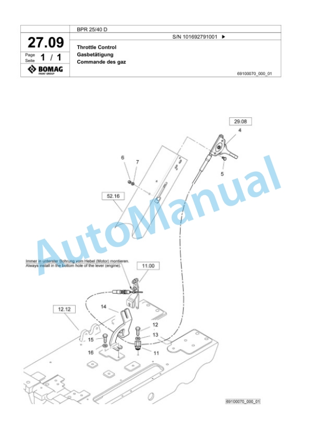 Bomag BPR 25-40 D Vibratory Plate Compactor Spare Parts Catalogue 00824789-2