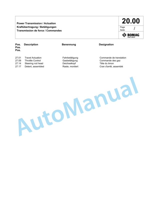 Bomag BPR 25-40 D Vibratory Plate Compactor Spare Parts Catalogue 00825523-2