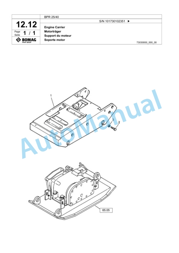 Bomag BPR 25-40 Vibratory Plate Compactor Spare Parts Catalogue 00817432-2