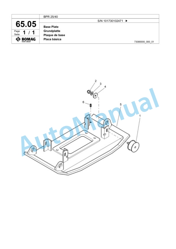Bomag BPR 25-40 Vibratory Plate Compactor Spare Parts Catalogue 00817432-4