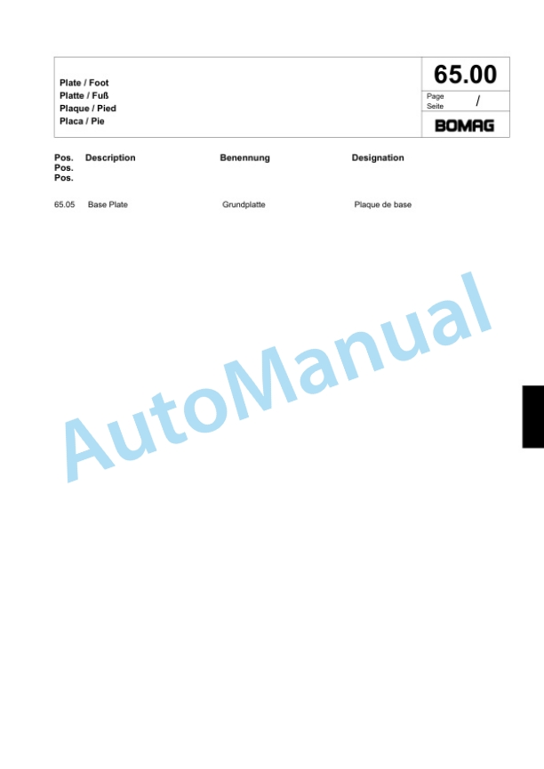 Bomag BPR 25-40 Vibratory Plate Compactor Spare Parts Catalogue 00818399-3