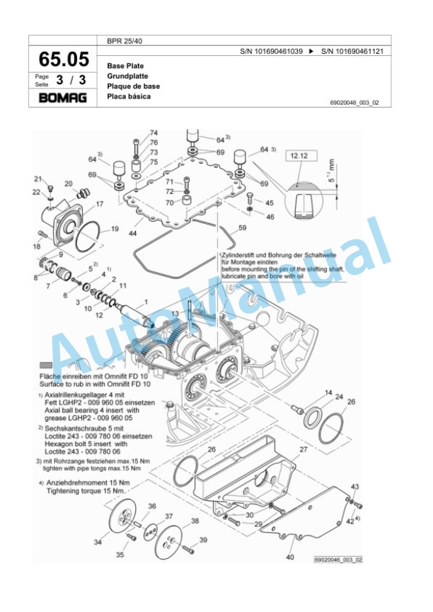 Bomag BPR 25-40 Vibratory Plate Compactor Spare Parts Catalogue 00818399-4