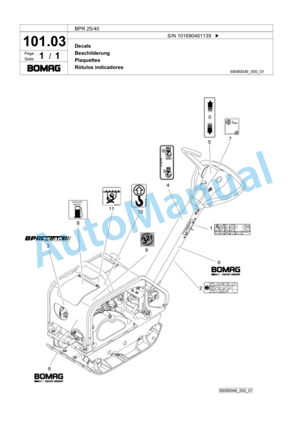 Bomag BPR 25-40 Vibratory Plate Compactor Spare Parts Catalogue 00818399-5