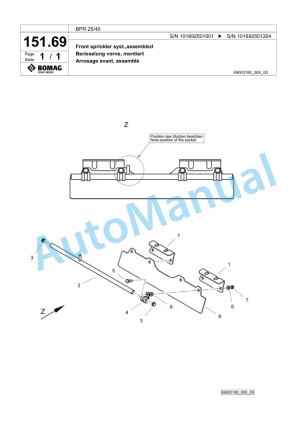 Bomag BPR 25-40 Vibratory Plate Compactor Spare Parts Catalogue 00824303-4