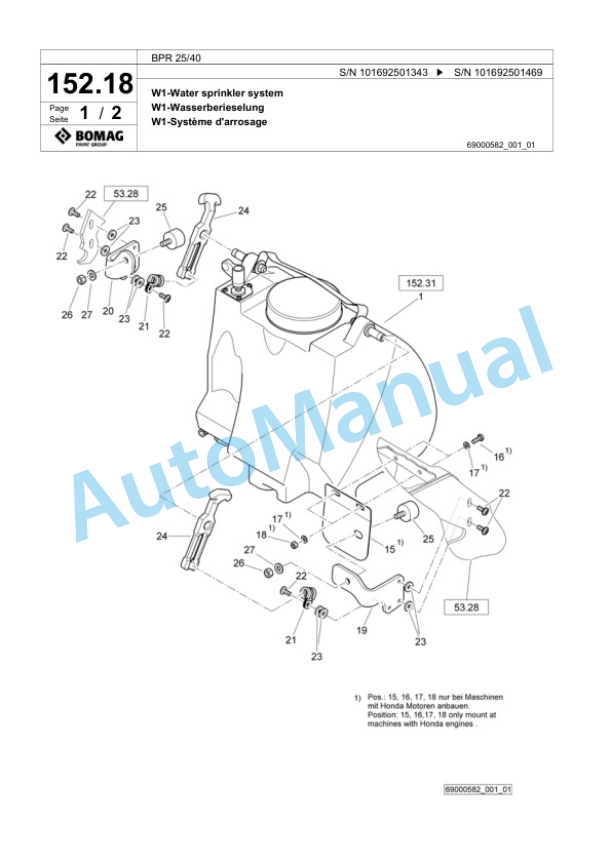 Bomag BPR 25-40 Vibratory Plate Compactor Spare Parts Catalogue 00824303-5