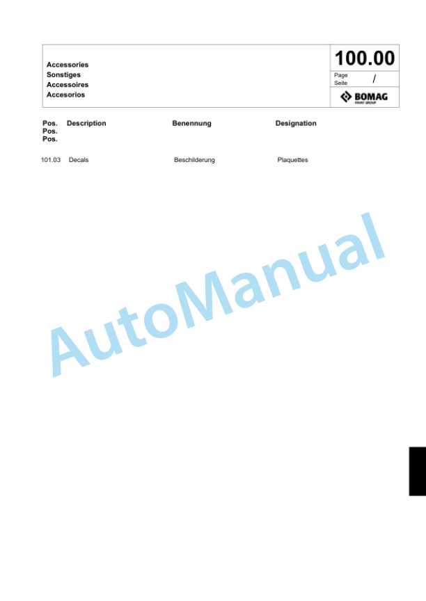 Bomag BPR 25-45-3 Vibratory Plate Compactor Spare Parts Catalogue 00817646-5