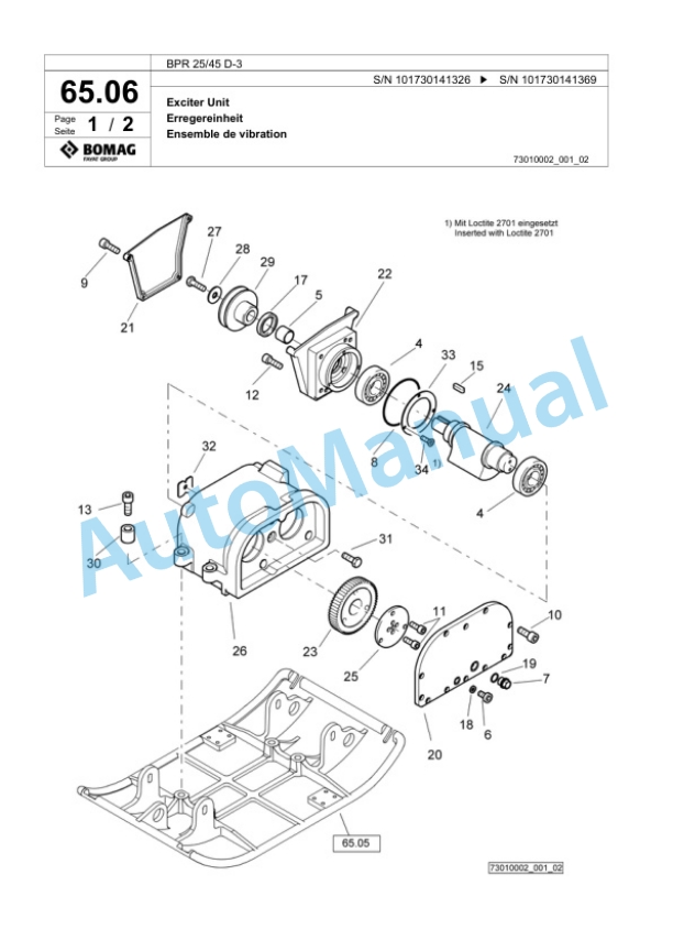 Bomag BPR 25-45 D-3 Vibratory Plate Compactor Spare Parts Catalogue 00817631-5