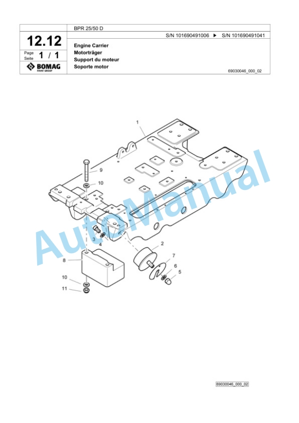 Bomag BPR 25-50 D Vibratory Plate Compactor Spare Parts Catalogue 00818405-2