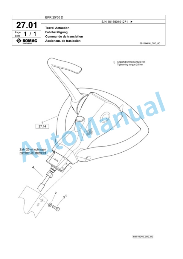 Bomag BPR 25-50 D Vibratory Plate Compactor Spare Parts Catalogue 00818755-2