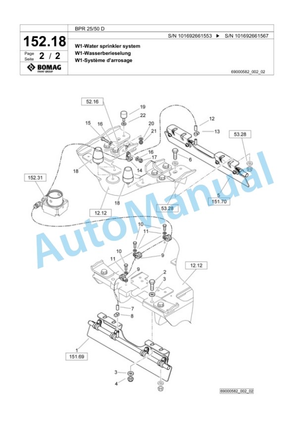 Bomag BPR 25-50 D Vibratory Plate Compactor Spare Parts Catalogue 00824765-5