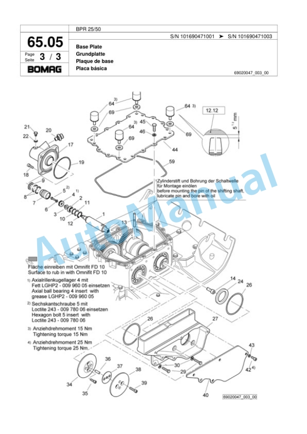 Bomag BPR 25-50 Vibratory Plate Compactor Spare Parts Catalogue 00818401-5