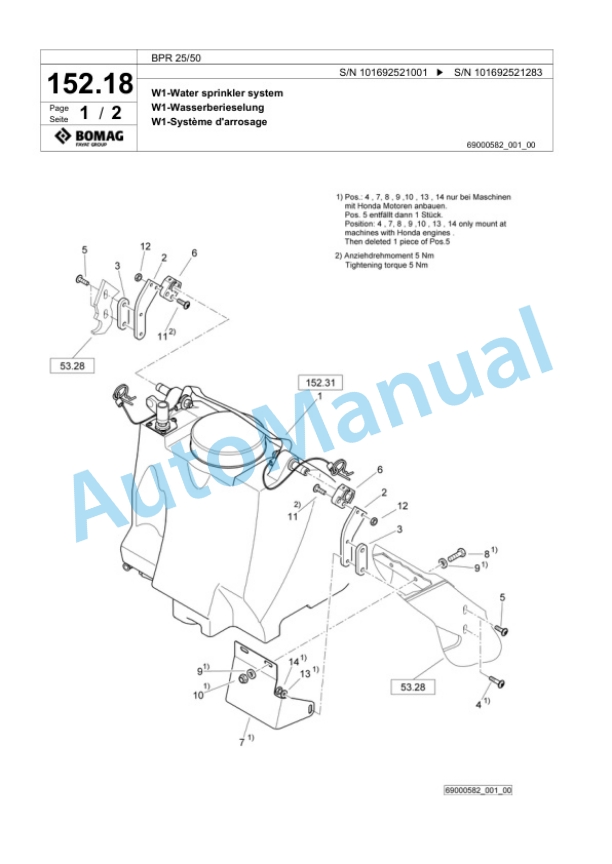 Bomag BPR 25-50 Vibratory Plate Compactor Spare Parts Catalogue 00824307-5