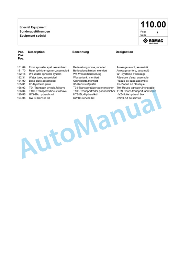 Bomag BPR 25-50 Vibratory Plate Compactor Spare Parts Catalogue 00825791-5