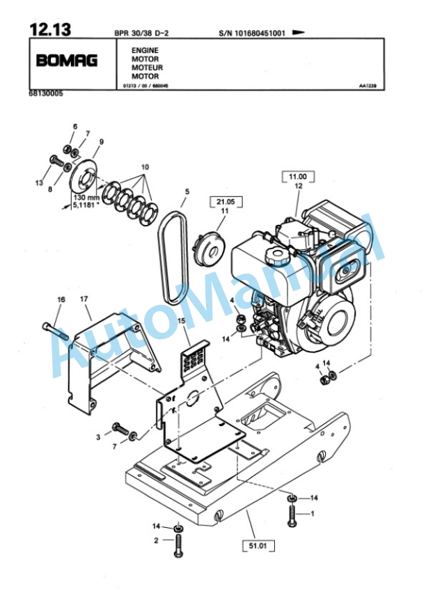 Bomag BPR 30-38 D-2, BPR 35-38 D-2 Vibratory Plate Compactor Spare Parts Catalogue 00810116-2