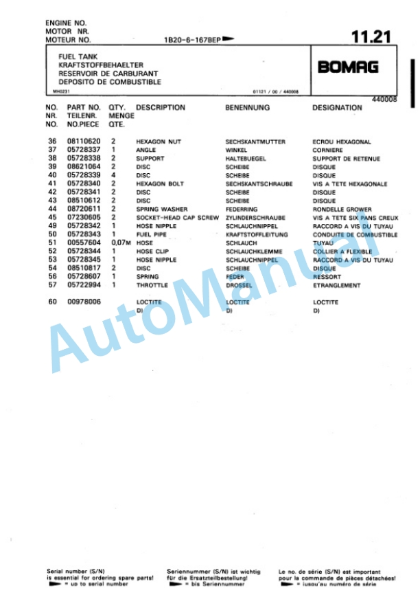 Bomag BPR 30-38 D-2, BPR 35-38 D-2 Vibratory Plate Compactor Spare Parts Catalogue 00816404-2