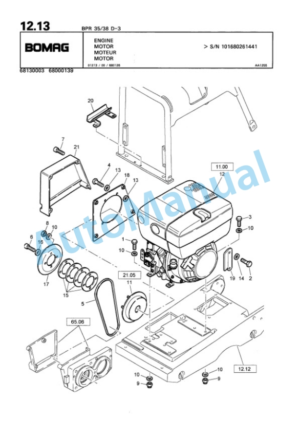 Bomag BPR 30-38 D-3, BPR 35-38 D-3 Vibratory Plate Compactor Spare Parts Catalogue 00811418-3