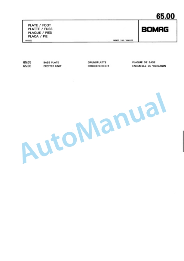 Bomag BPR 30-38 D-3, BPR 35-38 D-3 Vibratory Plate Compactor Spare Parts Catalogue 00811418-5