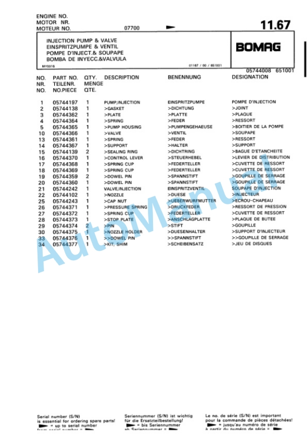 Bomag BPR 30-38 D-3, BPR 35-38 D-3 Vibratory Plate Compactor Spare Parts Catalogue 00811423-2