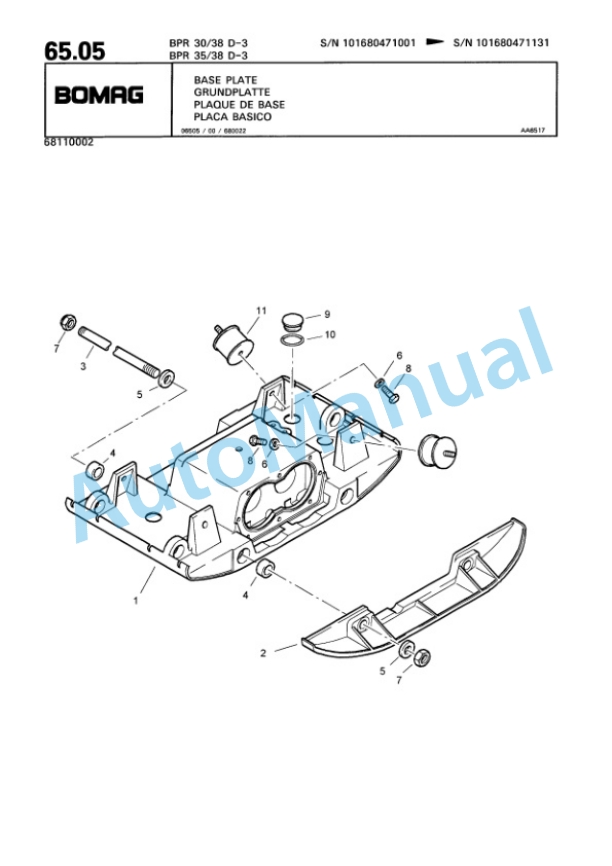 Bomag BPR 30-38 D-3, BPR 35-38 D-3 Vibratory Plate Compactor Spare Parts Catalogue 00811423-4