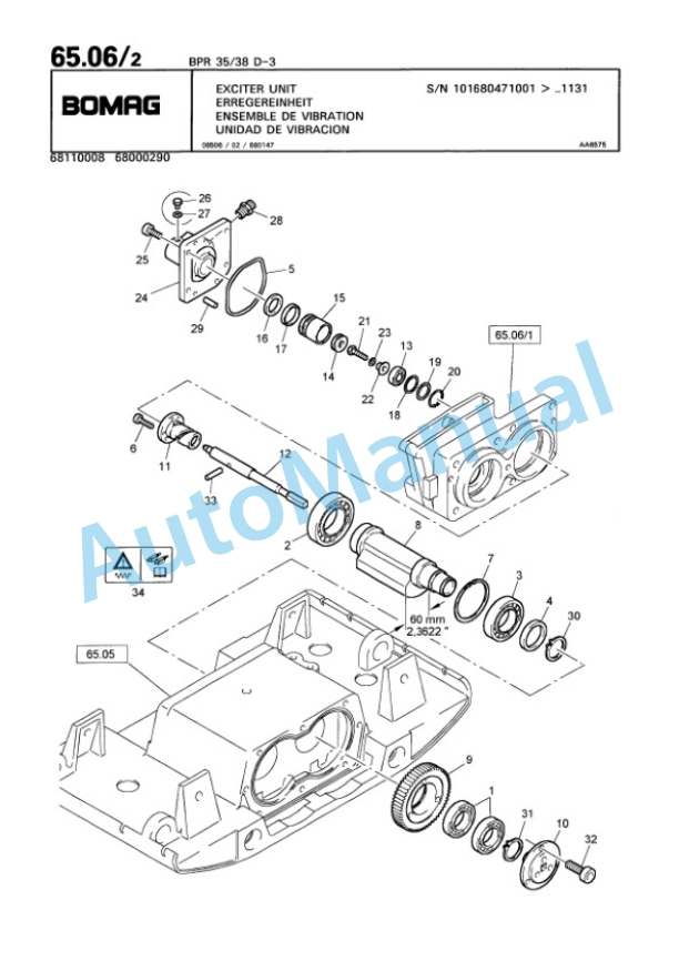 Bomag BPR 30-38 D-3, BPR 35-38 D-3 Vibratory Plate Compactor Spare Parts Catalogue 00811423-5