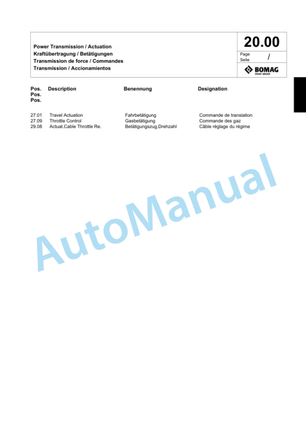 Bomag BPR 30-38 D-3 Vibratory Plate Compactor Spare Parts Catalogue 00817707-4