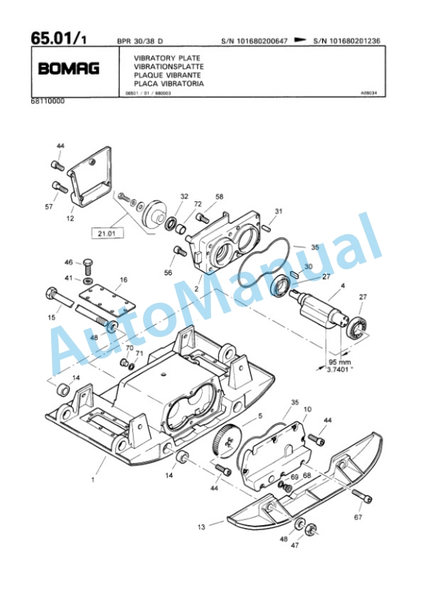 Bomag BPR 30-38 D, BPR 35-38 D Vibratory Plate Compactor Spare Parts Catalogue 00813343-3