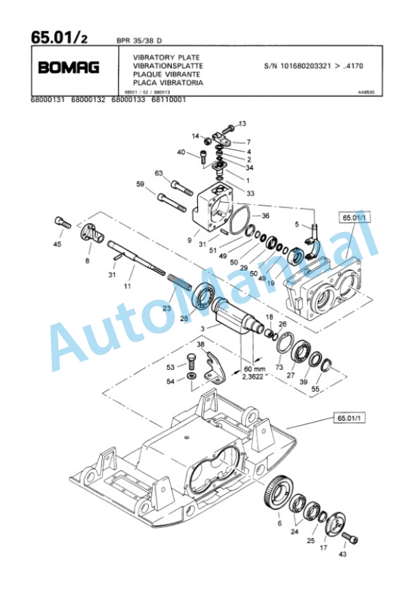 Bomag BPR 30-38 D, BPR 35-38 D Vibratory Plate Compactor Spare Parts Catalogue 00813343-4